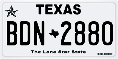 TX license plate BDN2880
