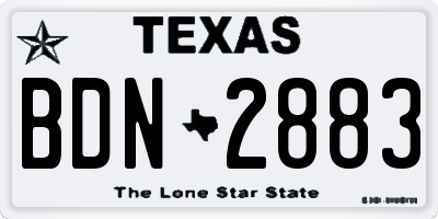 TX license plate BDN2883