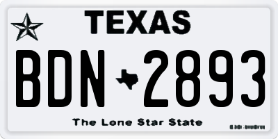 TX license plate BDN2893