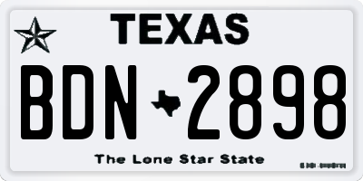 TX license plate BDN2898