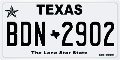 TX license plate BDN2902