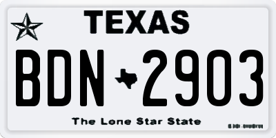 TX license plate BDN2903