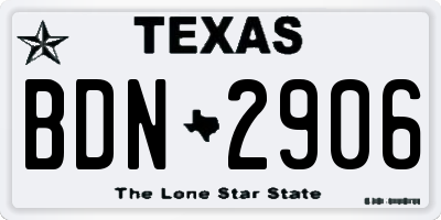 TX license plate BDN2906