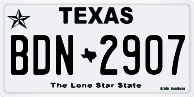 TX license plate BDN2907