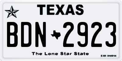 TX license plate BDN2923
