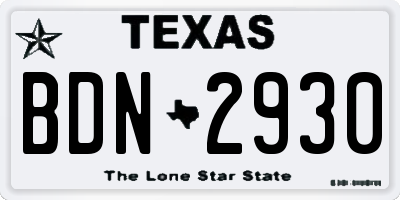 TX license plate BDN2930
