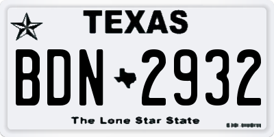 TX license plate BDN2932