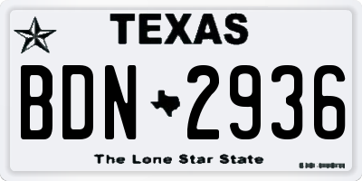 TX license plate BDN2936