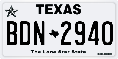TX license plate BDN2940