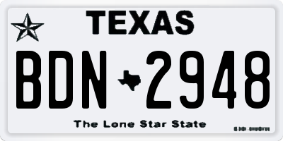 TX license plate BDN2948