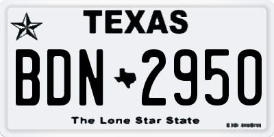 TX license plate BDN2950