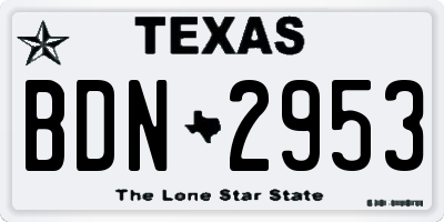 TX license plate BDN2953