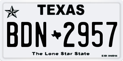 TX license plate BDN2957