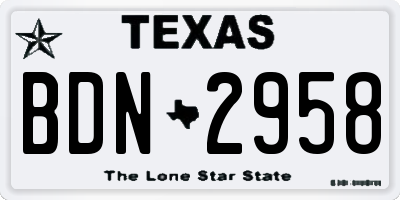 TX license plate BDN2958