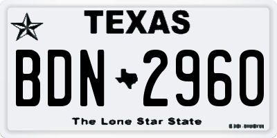 TX license plate BDN2960