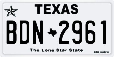 TX license plate BDN2961
