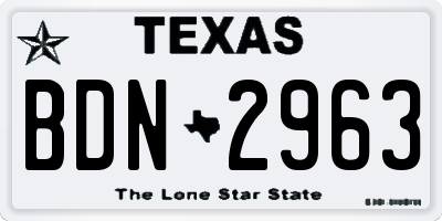 TX license plate BDN2963