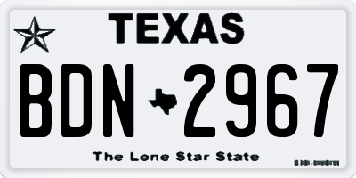 TX license plate BDN2967