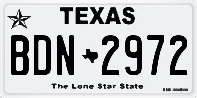 TX license plate BDN2972
