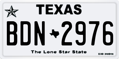 TX license plate BDN2976