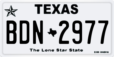 TX license plate BDN2977