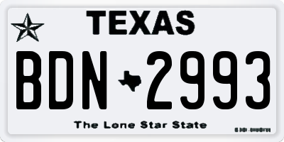 TX license plate BDN2993