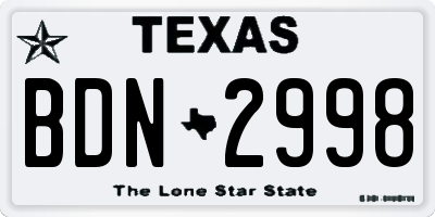 TX license plate BDN2998