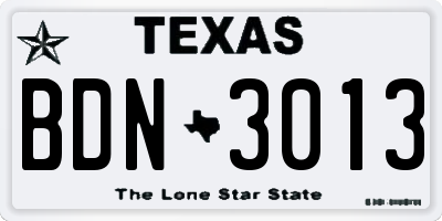 TX license plate BDN3013