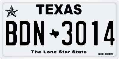 TX license plate BDN3014