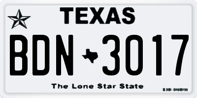 TX license plate BDN3017
