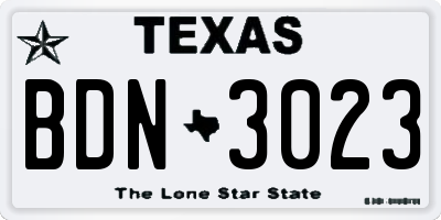 TX license plate BDN3023