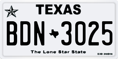 TX license plate BDN3025
