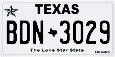 TX license plate BDN3029