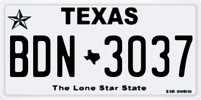 TX license plate BDN3037