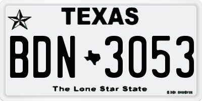 TX license plate BDN3053