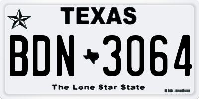 TX license plate BDN3064