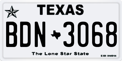TX license plate BDN3068