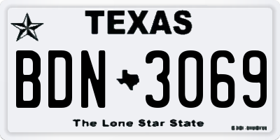 TX license plate BDN3069