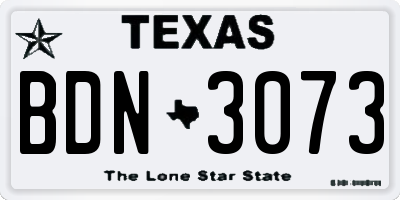 TX license plate BDN3073