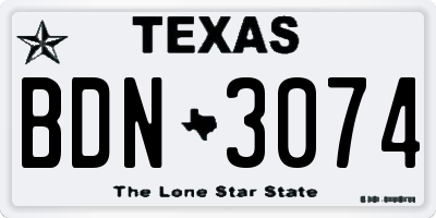 TX license plate BDN3074