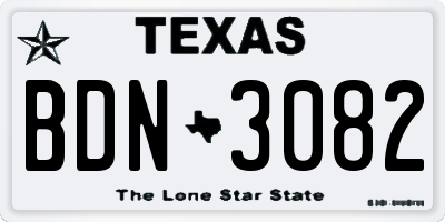 TX license plate BDN3082
