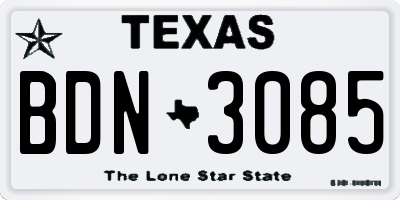 TX license plate BDN3085