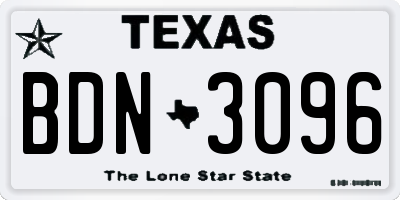 TX license plate BDN3096