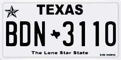 TX license plate BDN3110