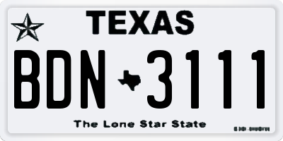 TX license plate BDN3111