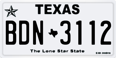 TX license plate BDN3112