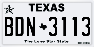 TX license plate BDN3113