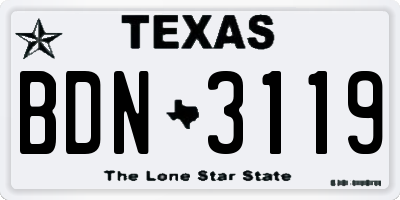 TX license plate BDN3119