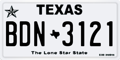 TX license plate BDN3121