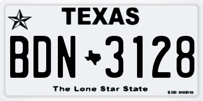 TX license plate BDN3128